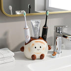 Porte-brosse à dents en céramique pour toast - Organisateur de salle de bain pour 2 brosses à dents et dentifrice