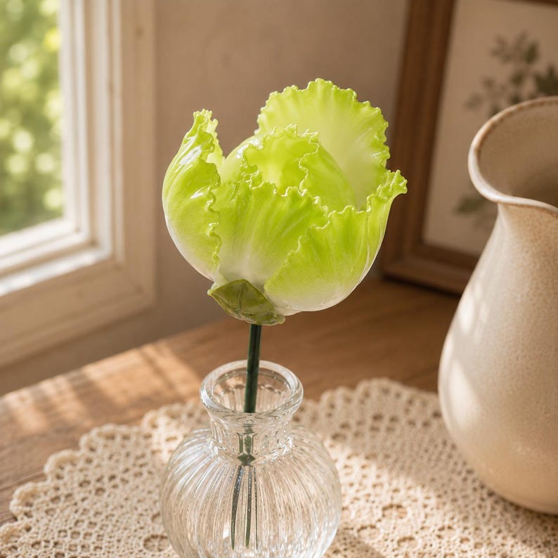 Tige de fleur de pivoine en céramique, fleur éternelle, décoration cottagecore, remplissage de vase