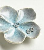 Porte-bijoux fleur en céramique, plateau porte-bagues, organisateur de bijoux floral