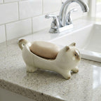 Porte-savon chat en céramique, décoration salle de bain, organisateur lavabo