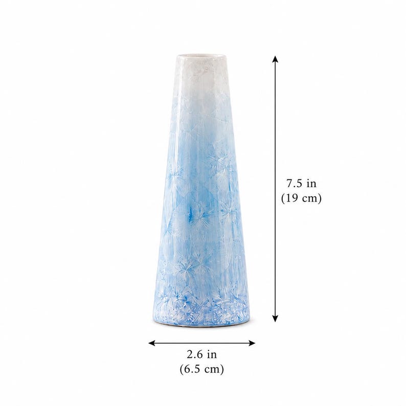 Vase bouteille droit en céramique émaillée cristal, coloré