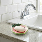 Porte-savon pastèque en céramique, décoration de salle de bain kawaii, fruit design, plateau de rangement lavabo