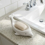 Porte-savon dauphin en céramique blanche, décoration salle de bain kawaii