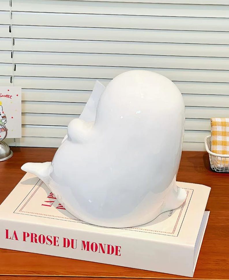 Porte-boîte à mouchoirs en céramique blanche avec motif phoque mordant, décoration de table