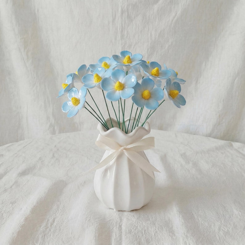 Céramique Tige de Fleur Cosmos Émaillée Décoration Intérieur 4,6 cm