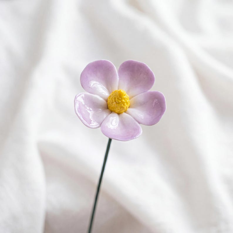 Céramique Tige de Fleur Cosmos Émaillée Décoration Intérieur 4,6 cm