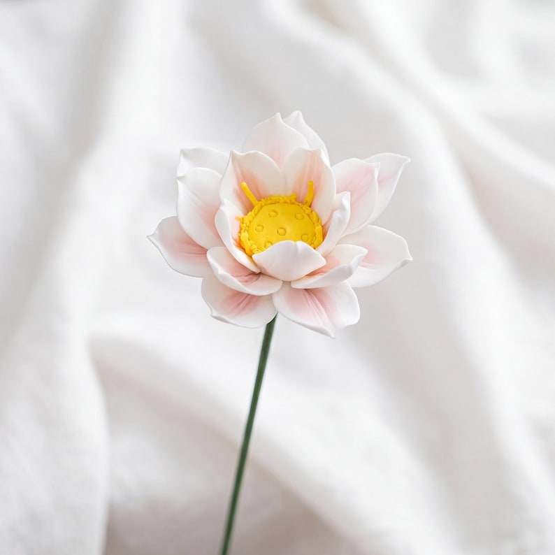Fausses tiges de lotus en argile sculptée à la main, décoration d'intérieur pour vase, jaune/blanc/vert/orange/rose
