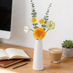 Rose manta orange en céramique, fleur éternelle décorative, décoration intérieur moderne, 8,7 cm