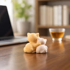 Figurine de couple de chats en céramique orange tigré, décoration de bureau rustique, poterie artisanale 7 cm