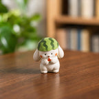 Céramique Lapin Pastèque Figurine de Bureau 5.5 cm
