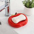 Porte-savon en céramique pomme rouge - Support drainant pour savon et éponge