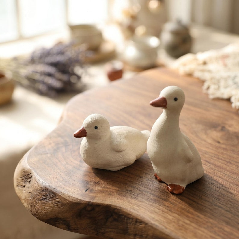 Céramique Canard Figurine Rustique Fait Main 2 Modèles