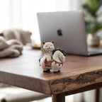 Figurine de chat et cheval en céramique sculptée à la main, décoration rustique pour thé