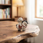Figurine de chat et cheval en céramique sculptée à la main, décoration rustique pour thé