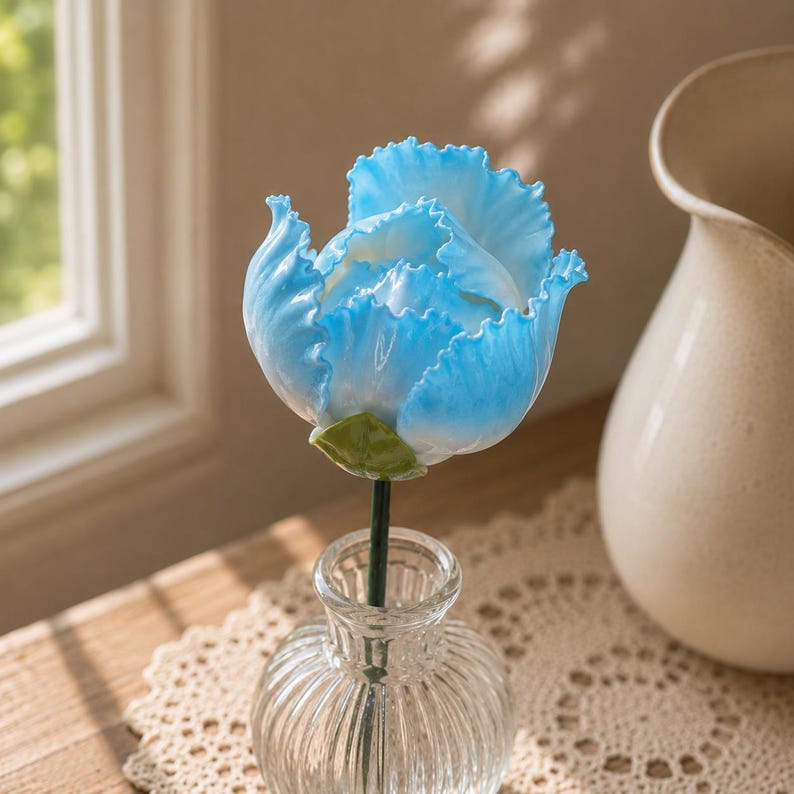 Tige de fleur de pivoine en céramique, fleur éternelle, décoration cottagecore, remplissage de vase