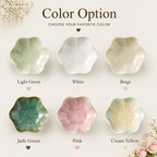 Porte-bijoux en céramique feuille de lotus avec initiales sculptées