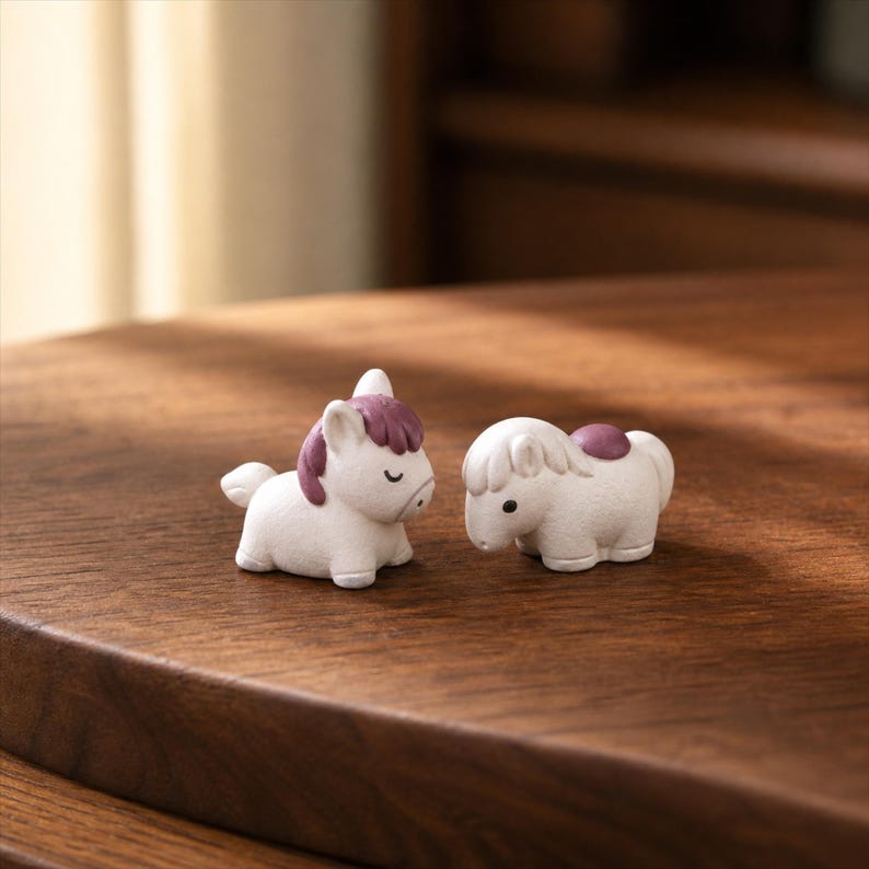 Figurines miniatures animaux en céramique artisanales - Lapin, canard, mouton, souris - Décoration bureau 2-3 cm