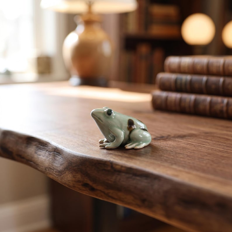 Petite grenouille en céramique décoration de bureau zen accessoire miniature