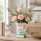 Vase empilable en céramique forme de livres, pot fleur pastel macaron, décoration table bibliophile