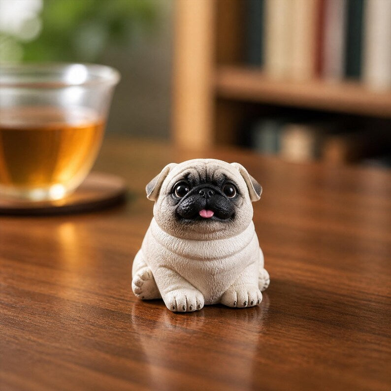 Figurine de bouledogue français en céramique sculptée à la main, statue animal thé couleur mat