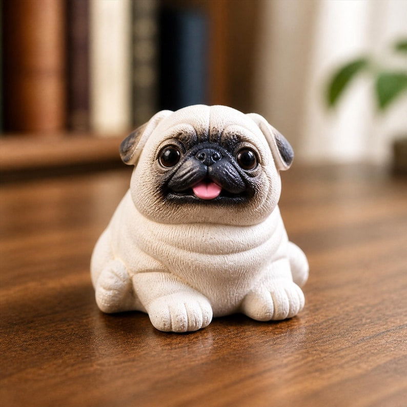 Figurine de bouledogue français en céramique sculptée à la main, statue animal thé couleur mat