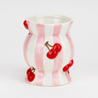 Vase en céramique cerisier rayé peint à la main, poterie décorative violette pour table d'été