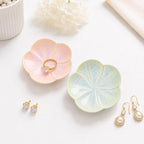 Plateau porte-bijoux floral en céramique pastel, organiseur de bagues boucles d'oreilles colliers