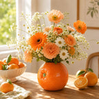 Vase orange en céramique, vase décoratif à fraises, vase à fruits, décoration intérieure bohème