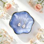 Plateau à bijoux en céramique à motif floral, porte-bagues et vide-poches décoratif pour coiffeuse