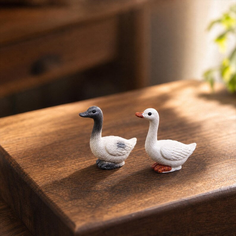 Figurines miniatures animaux en céramique artisanales - Lapin, canard, mouton, souris - Décoration bureau 2-3 cm