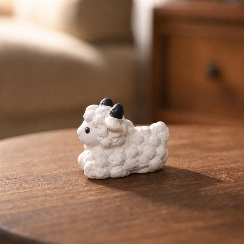 Figurines miniatures animaux en céramique artisanales - Lapin, canard, mouton, souris - Décoration bureau 2-3 cm