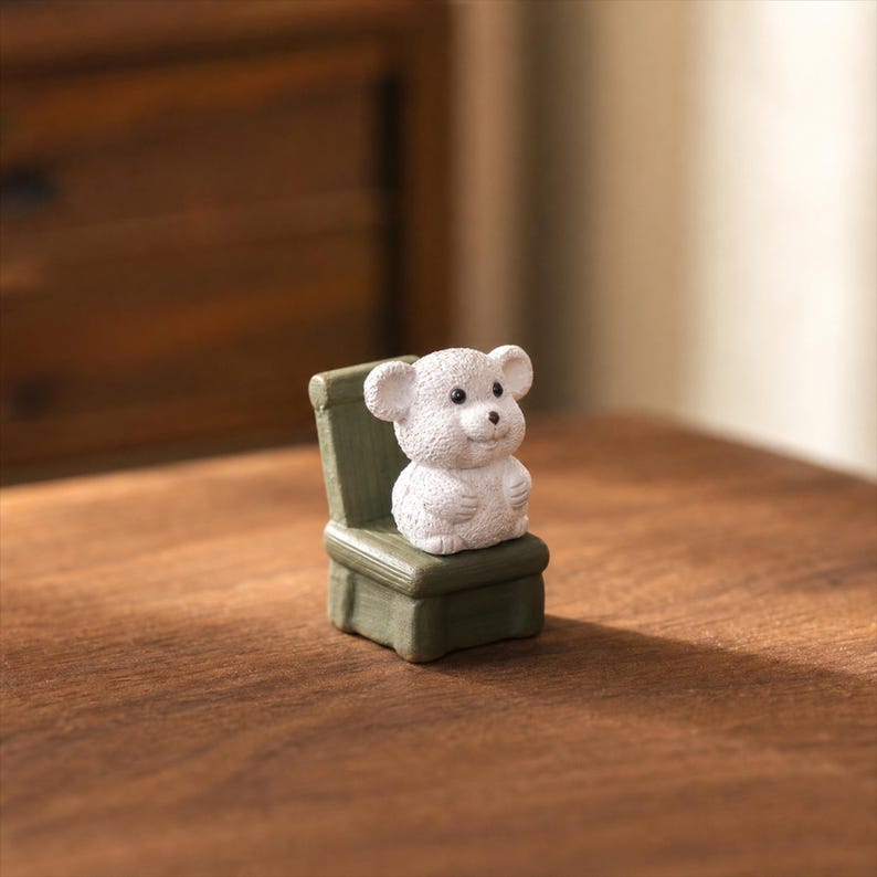 Figurines miniatures animaux en céramique artisanales - Lapin, canard, mouton, souris - Décoration bureau 2-3 cm