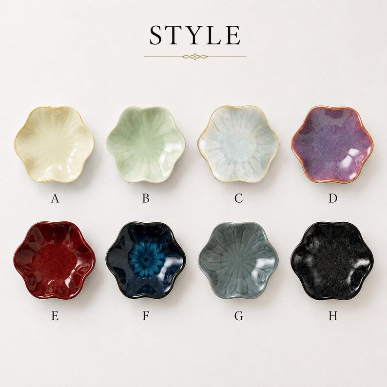 Plateau porte-bijoux céramique fleur 9,5 cm, plateau porte-bagues, décoration vanité