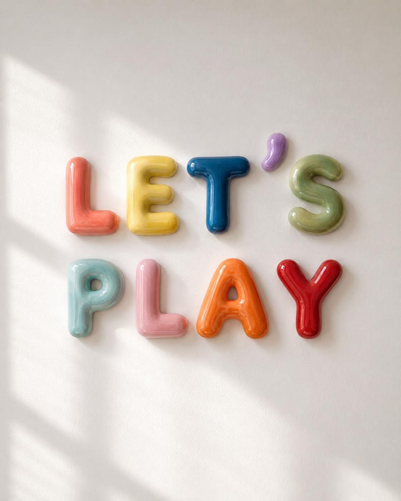 Lettres en céramique brillante 11 cm, décoration murale, jeu Jouons